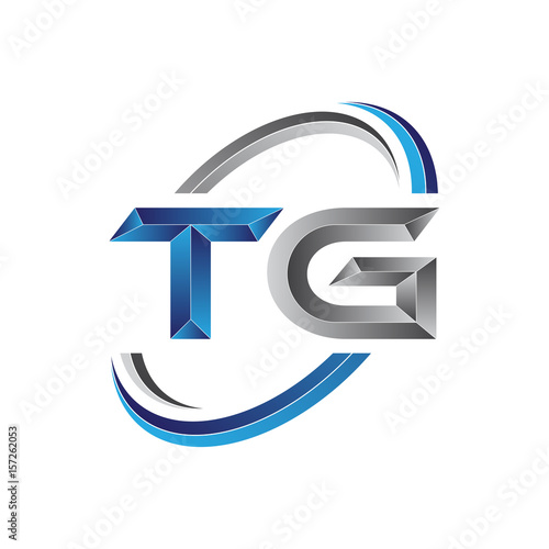 Simple initial letter logo modern swoosh TG