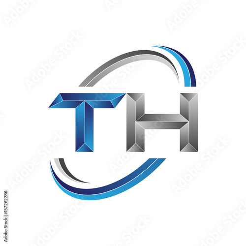 Simple initial letter logo modern swoosh TH