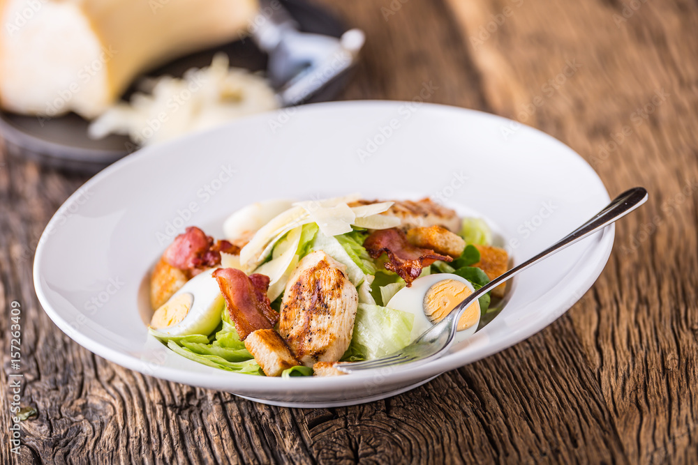 Salad. Salad Ceasar. Ceasar salad with quail egg lettuce bacon crutons and grill chickens breast. Salad. Salad Ceasar. Ceasar salad with quail egg lettuce bacon crutons and grill chickens breast.