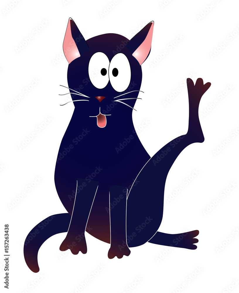 Cat washes Vector illustration