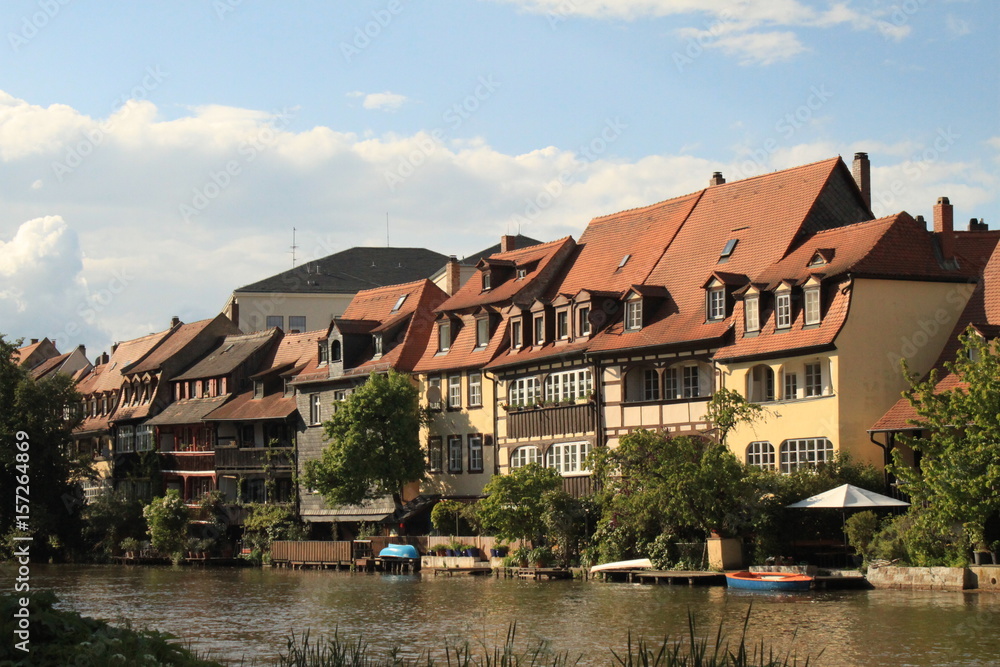 Romantisches Bamberg: Blick über den linken Regnitzarm nach Klein-Venedig