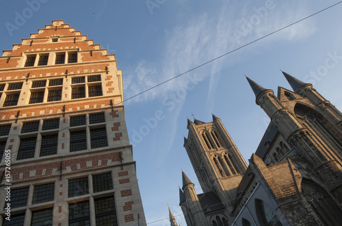 Historical facades Ghent Belgium. Church Gent Belgium