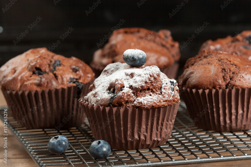 Home Baked Blueberry Chocolate Muffins.