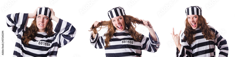 Convict criminal in striped uniform Convict criminal in striped uniform