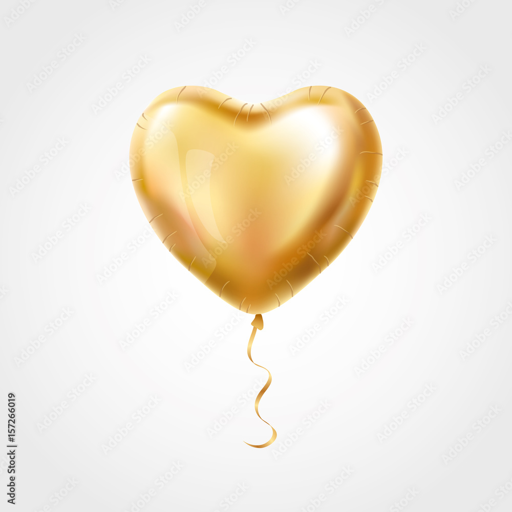 Naklejka Heart Gold balloon on background