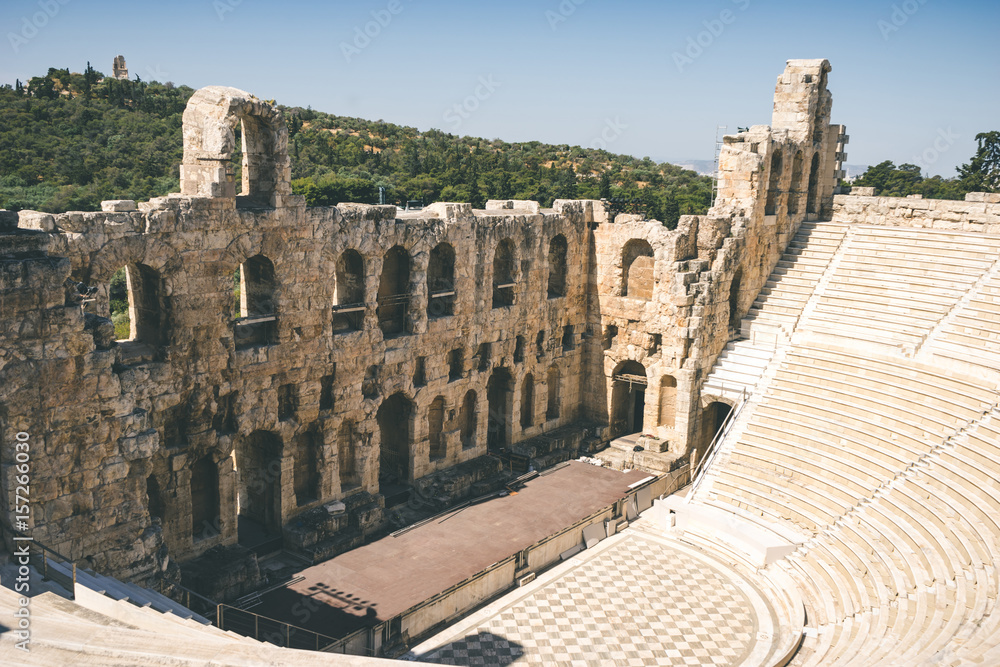 Ancient theater of Herodes Atticus on Acropolis in Athens, Greece