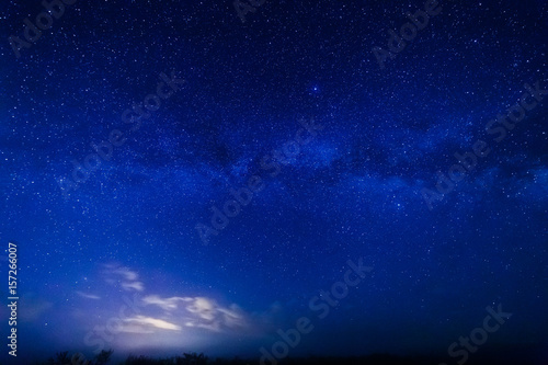 Milky way and starry sky. Bright cloud in the background.
