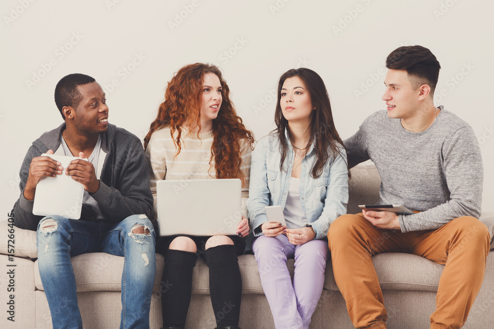People working with gadgets, addiction concept People working with gadgets, addiction concept