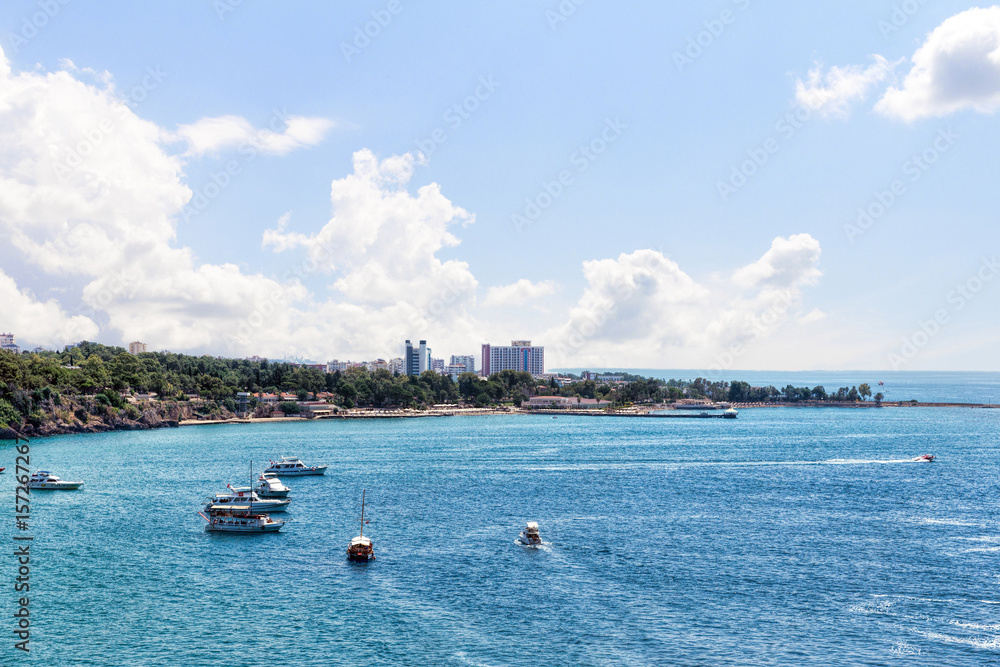 Sailboat off the coast of Antalya. Turkey Sailboat off the coast of Antalya. Turkey
