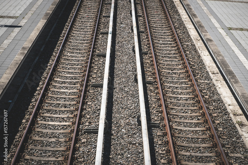 Two railroad tracks from above - railway, rails © hanohiki