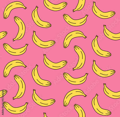 Cute summer banana pink seamless vector pattern