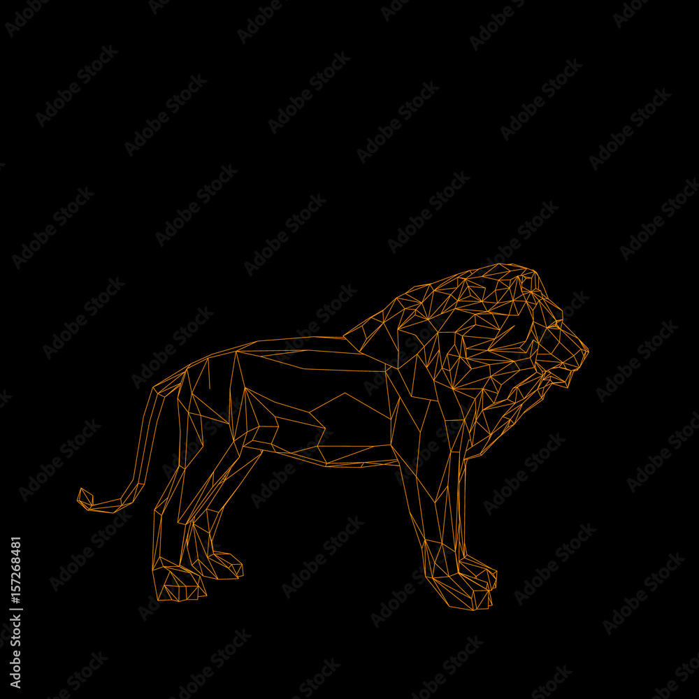 Fototapeta premium Abstract lion. Isolated on black background. Vector outline illustration.
