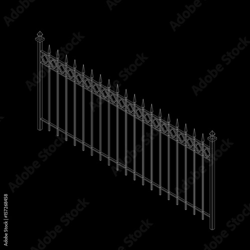 Metal fence. Isolated on bl...