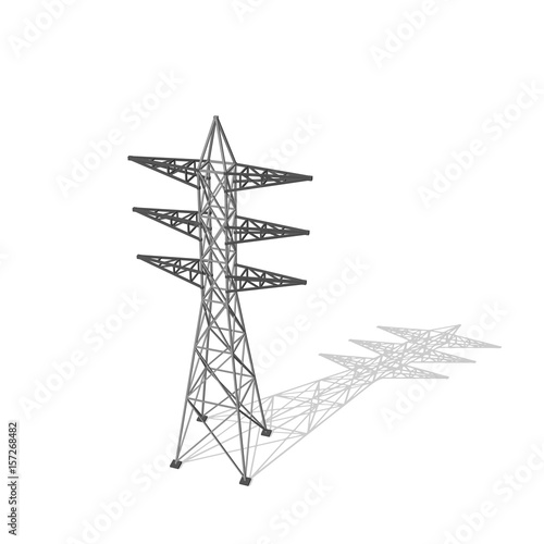 Power transmission tower. Isolated on white background. Vector illustration.