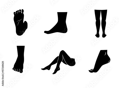 Legs, boots feet icon set. Vector art.