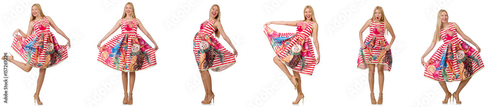 Collage of woman in fashion look isolated on white Collage of woman in fashion look isolated on white