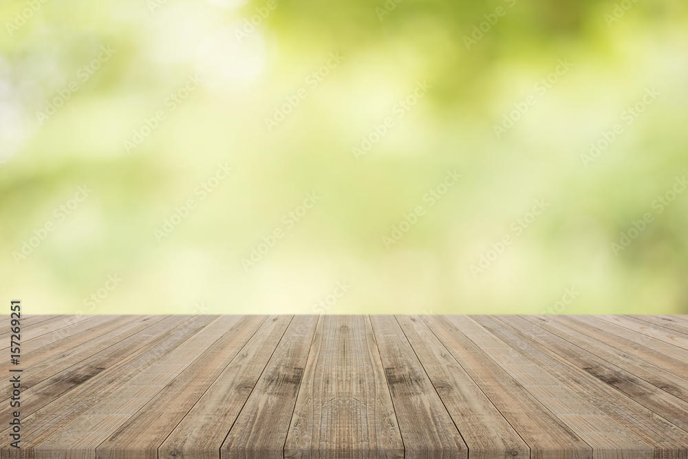 Empty wooden table with natural background,Free space for product editing