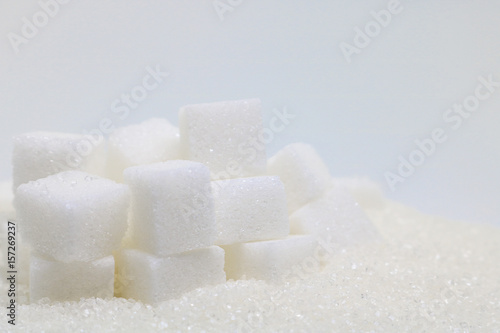 Fotografie Pure refined sugar and sugar cubes