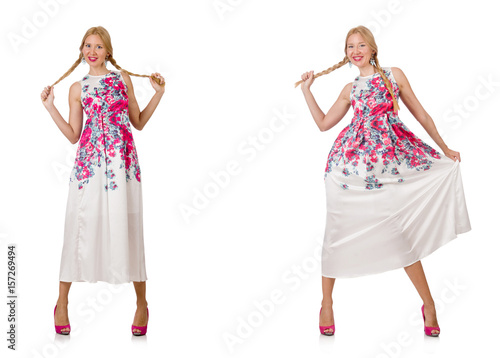 Woman in fashion looks isolated on white