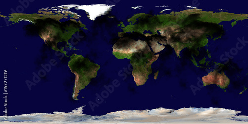 High resolution Earth contamination radiation nuclear war waste pollution chemical weapons world map. Elements of this image furnished by NASA.