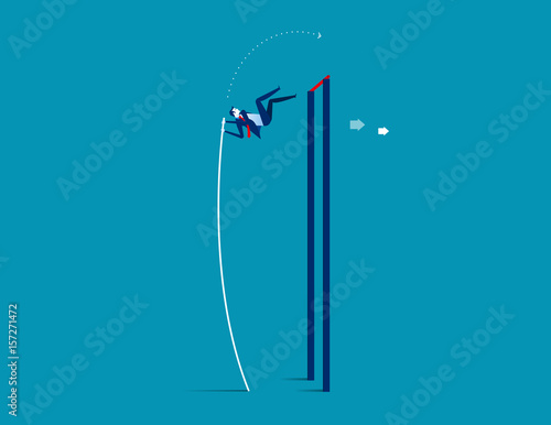 Pole vaulter. Business jumping over rising. Concept business success vector.
