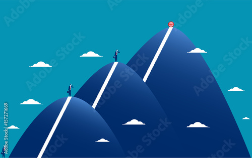 Businessman effort for target to success. Concept business vector.