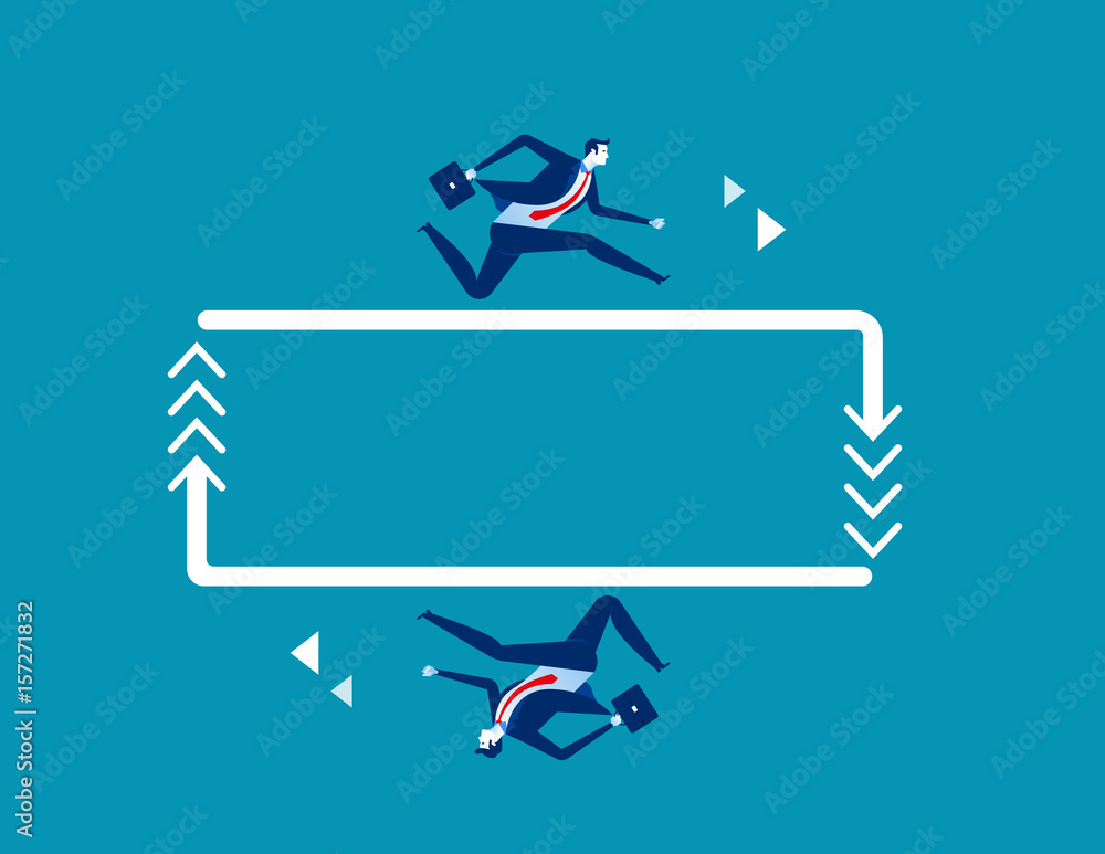 Businessman running on the arrow. Concept business vector. Businessman running on the arrow. Concept business vector.