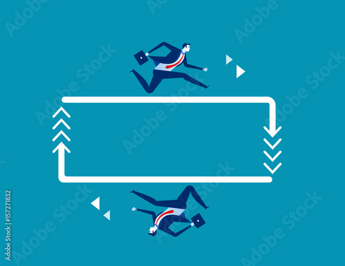 Businessman running on the arrow. Concept business vector.