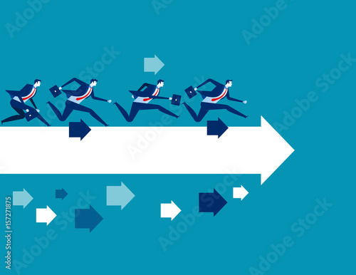 Businessman running toward. Concept business vector illustration.