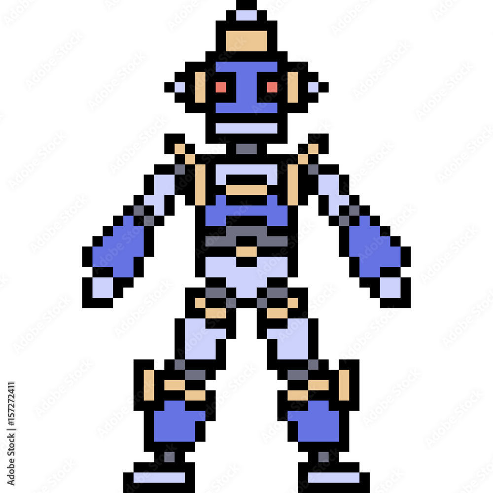 vector pixel art robot