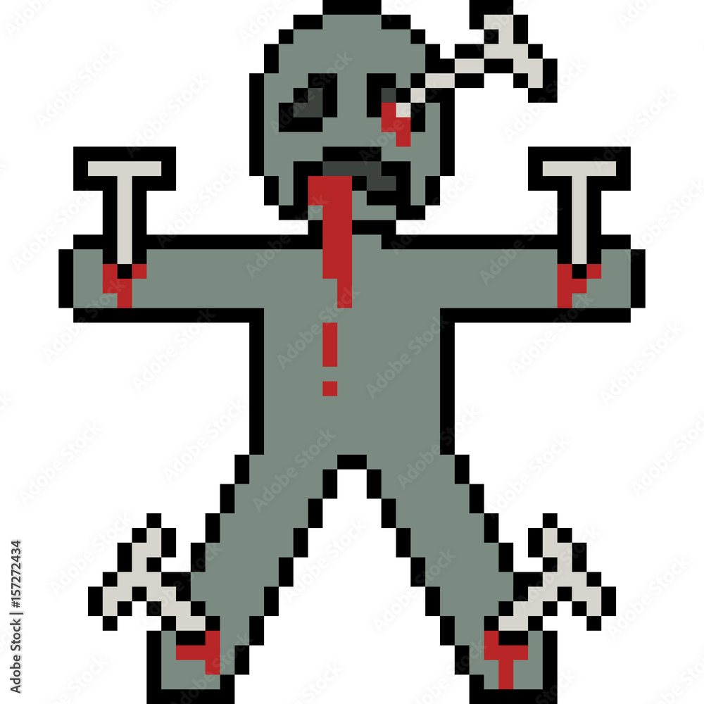 Obraz premium vector pixel art curse doll