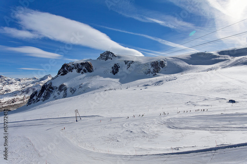 Mountain skiing - Plateau Rose, trail in Zermatt Switzerland, Italy, Valle d'Aosta, Breuil-Cervinia, Aosta Valley, Cervinia