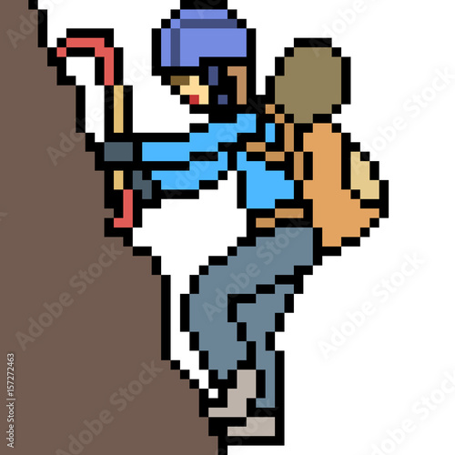 vector pixel art mount climb