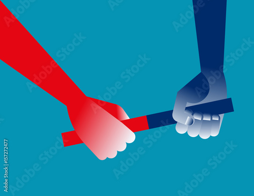 Hand and baton. Concept business cooperation vector illustration.