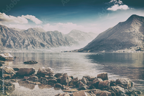 Lake in mountains photo