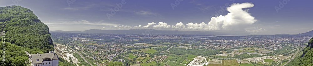 Looking over lake Geneva from France