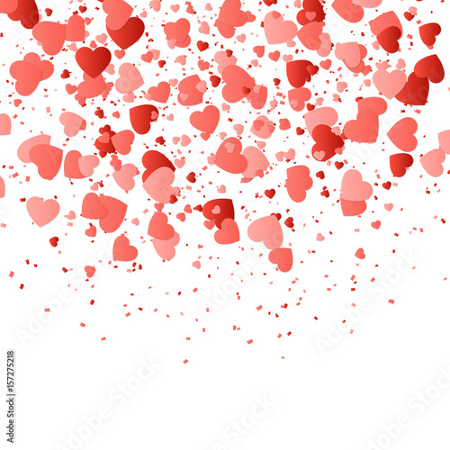 Valentines Day background with confetti in the shape of hearts.
