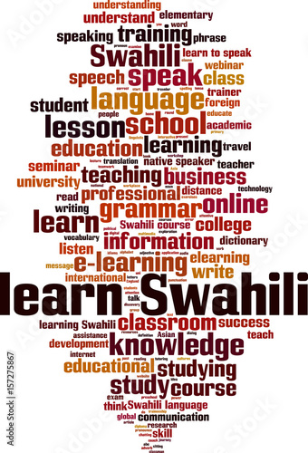 Learn Swahili word cloud