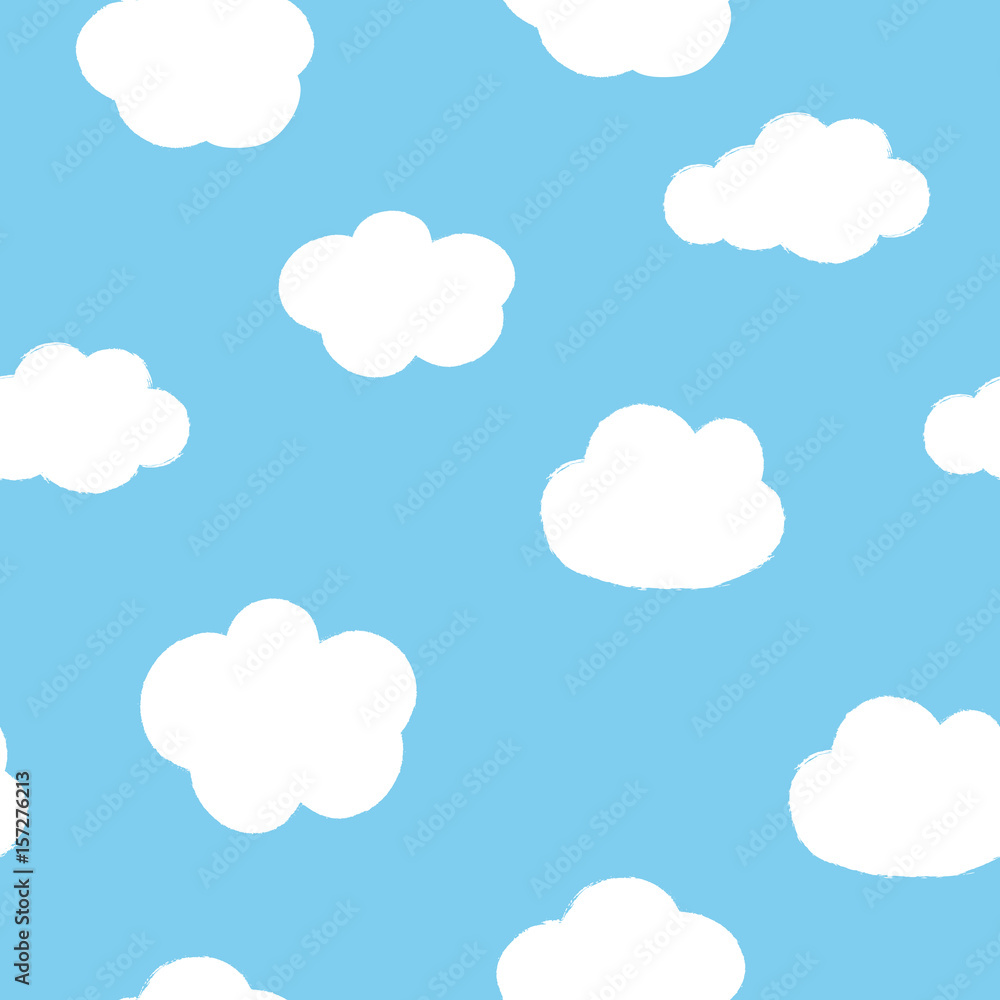 Clouds painted rough brush. Grunge. Seamless pattern.