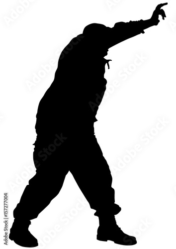 Soldier in uniform with weapon on white background