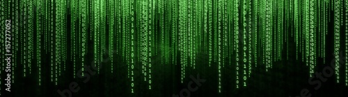 Fotografija Green Binary Matrix Background