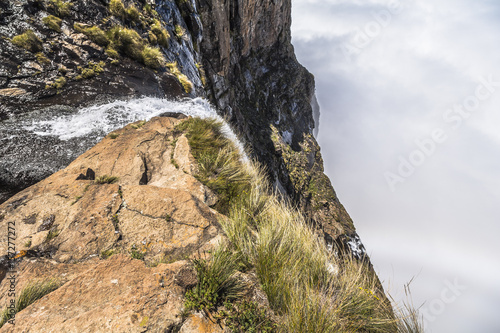 Tugela Falls falling into the clouds on sentinel hike, Drakensberge photo