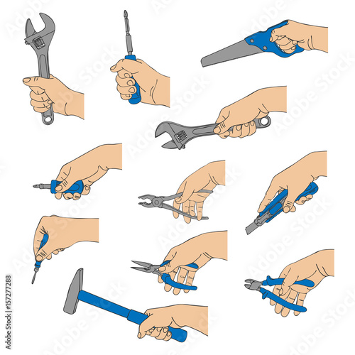 vector hands with different instruments