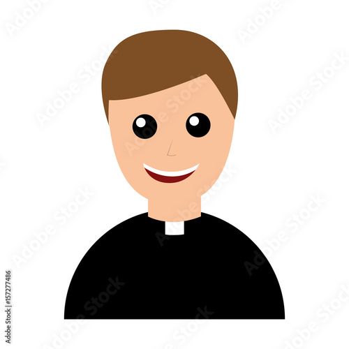 cute priest avatar character vector illustration design