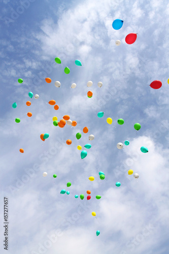Balloons in the sky.
