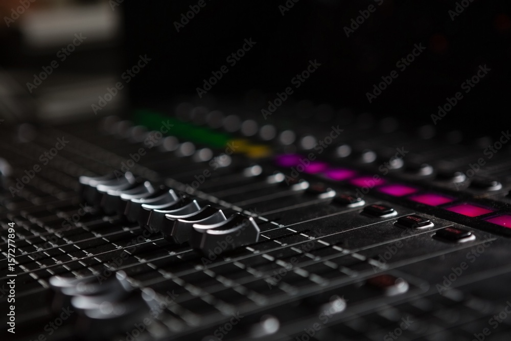 Close-up of sound mixer Close-up of sound mixer