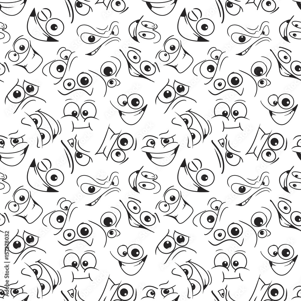 Smiley faces seamless pattern on white background