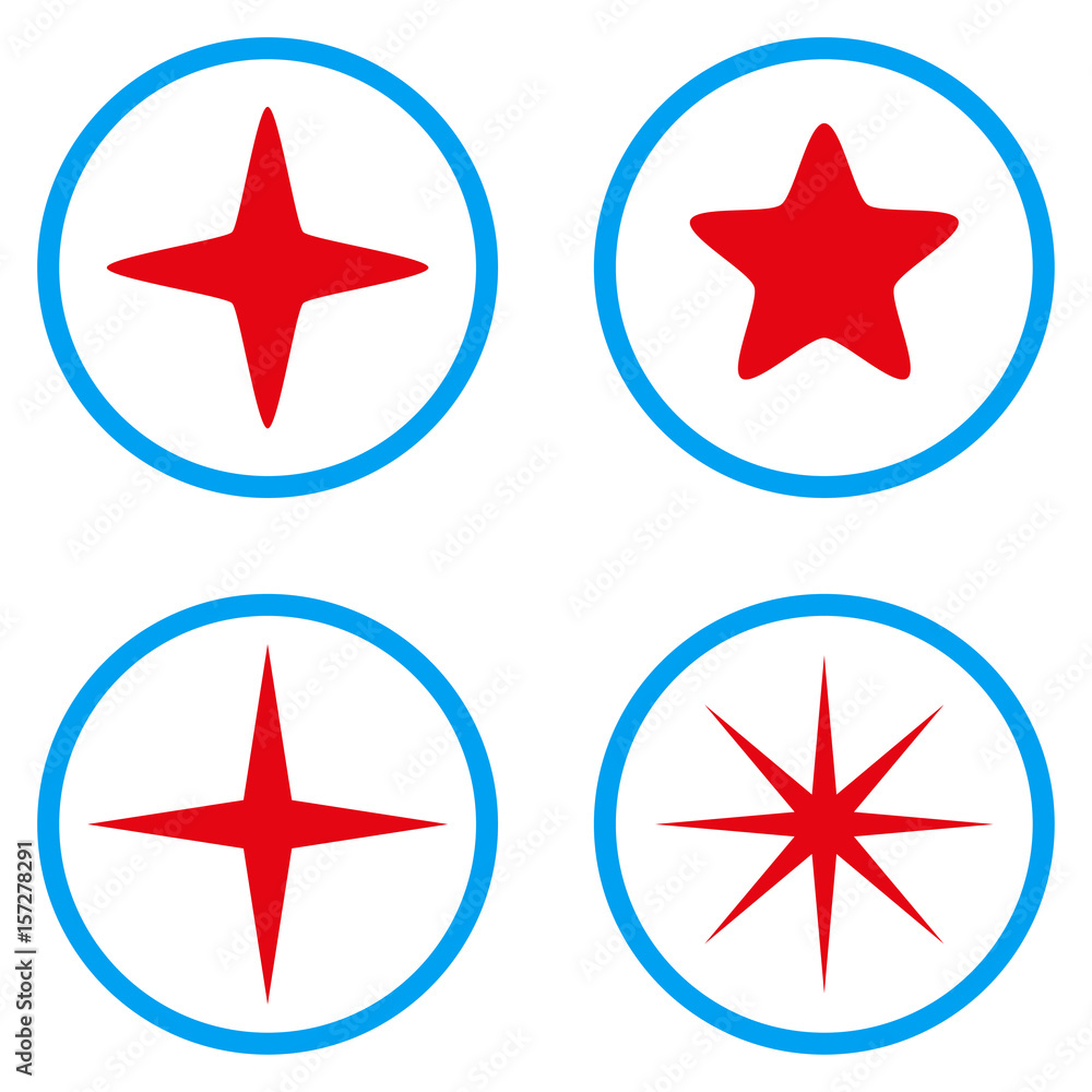 Star rounded icons. Vector illustration style is a flat iconic symbols inside blue circles. Designed for web and software interfaces. Star rounded icons. Vector illustration style is a flat iconic symbols inside blue circles. Designed for web and software interfaces.
