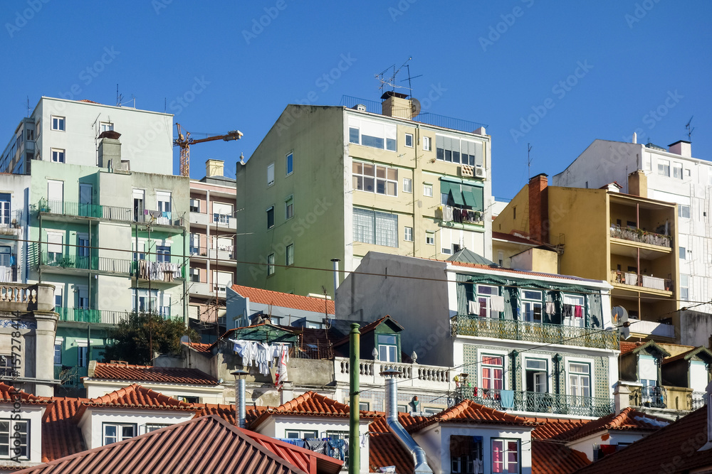 Beautiful street view of historic architectural in Lisbon, Portugal, Europe Beautiful street view of historic architectural in Lisbon, Portugal, Europe