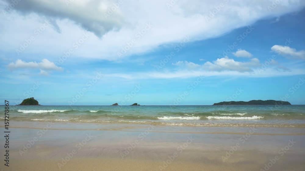 Beach, sea, sand,wave. Tropical beach, blue sky, clouds.. Seascape ocean and beautiful beach paradise.Philippines El Nido 4K video Travel concept Beach, sea, sand,wave. Tropical beach, blue sky, clouds.. Seascape ocean and beautiful beach paradise.Philippines El Nido 4K video Travel concept